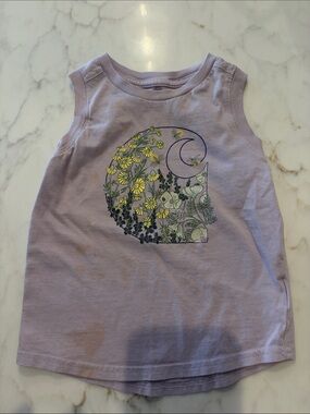 Carhartt Lavender Tank Top with Yellow & Green Floral Graphic